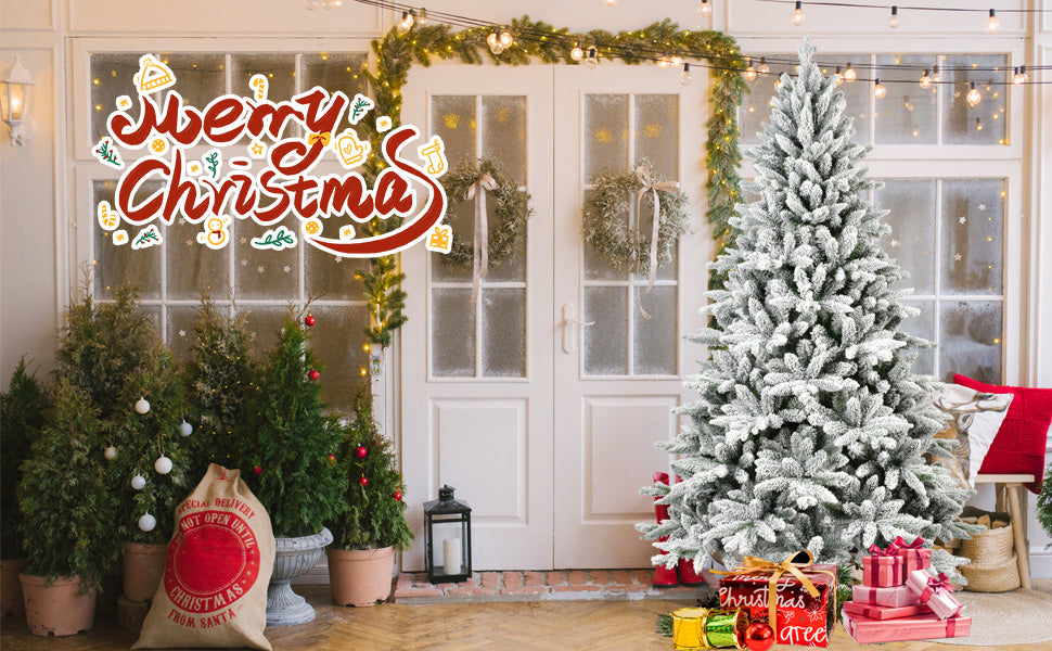 Luxury Snow White Xmas Tree with Encrypted PE/PVC Tips - Full & Realistic for Holiday Decor