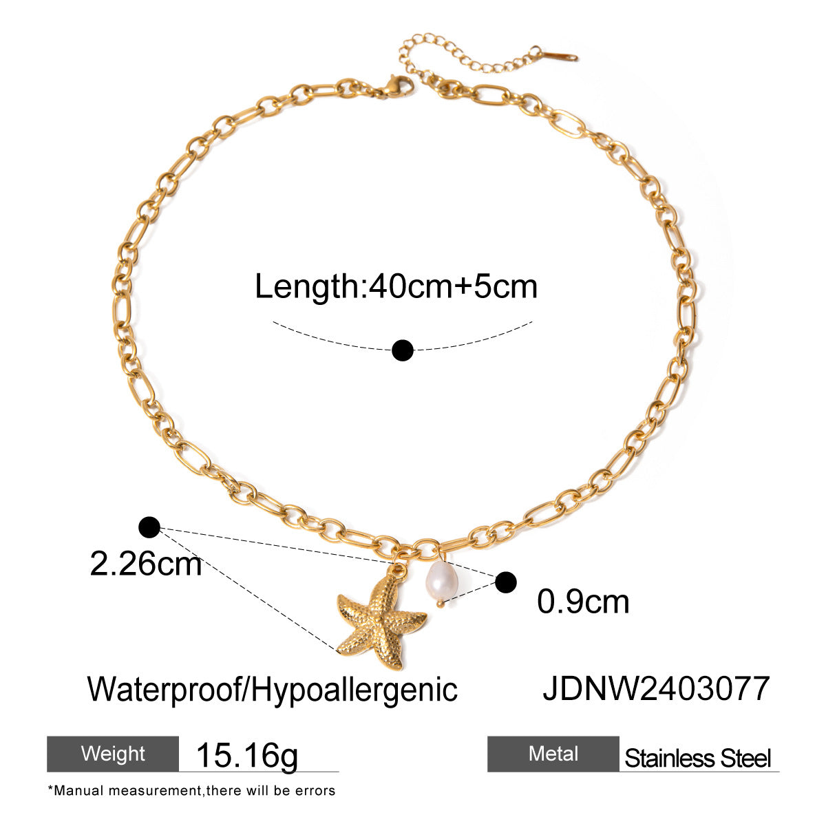 18k Gold Stainless Steel Starfish Shell Conch Bracelet