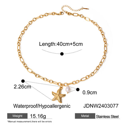 18k Gold Stainless Steel Starfish Shell Conch Bracelet