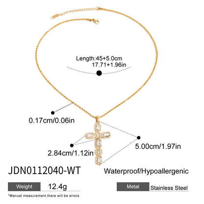 Rhinestone titanium steel necklace does not fade light luxury clavicle chain stainless steel jewelry high-end