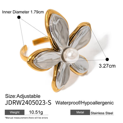 Stainless steel flower ring high-end ins ring jewelry cross-border jewelry titanium steel exaggerated rings