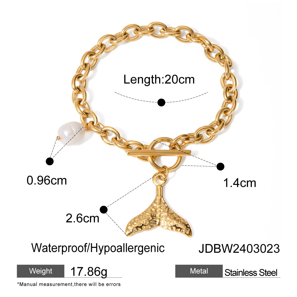18k Gold Stainless Steel Starfish Shell Conch Bracelet