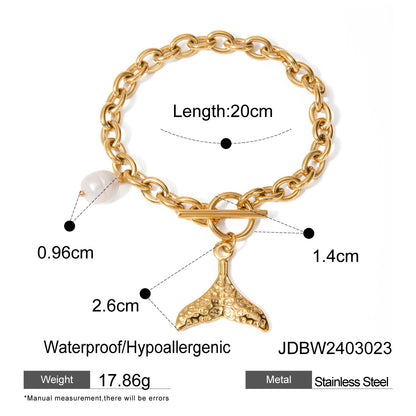 18k Gold Stainless Steel Starfish Shell Conch Bracelet