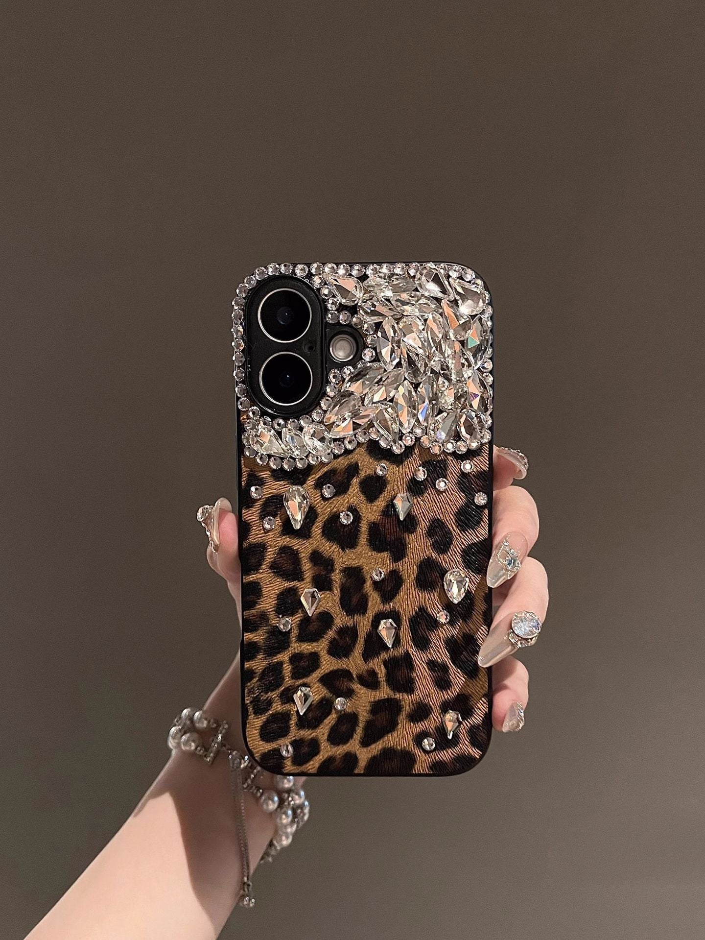Bling Leopard Print iPhone Case - Full Protection Sparkle Cover for Women's 16ProMax/15/14