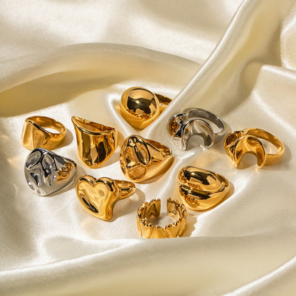 18K gold stainless steel exaggerated ring high-end INS light luxury titanium steel rings