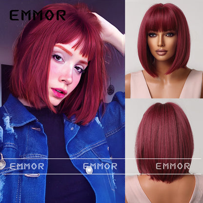 Gradient Gray Bob Shoulder-Length Wig Short Hair Full Wig